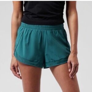 Athleta Mesh Racer Run Mid Rise 4" Short Teal Size 1X